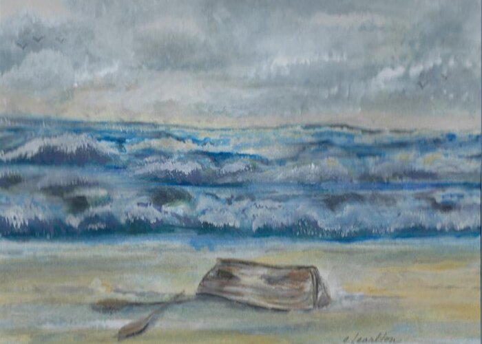 Ocean Greeting Card featuring the painting Beached by Claudette Carlton