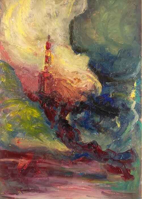 Abstract Greeting Card featuring the painting Beacon by Nicolas Bouteneff