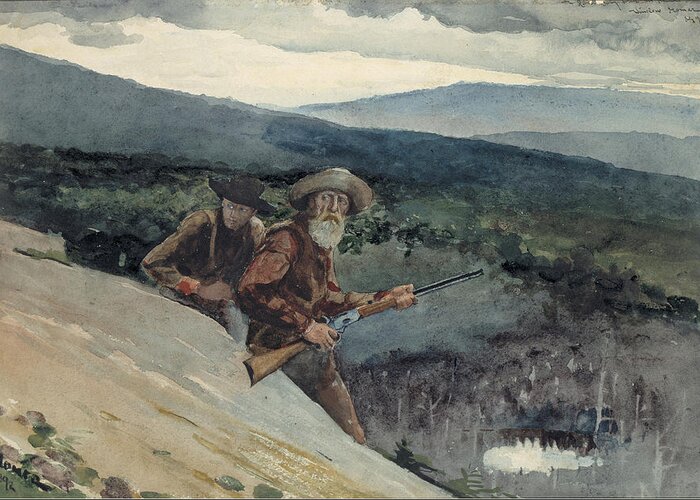 Winslow Homer Greeting Card featuring the drawing Bear Hunting, Prospect Rock by Winslow Homer