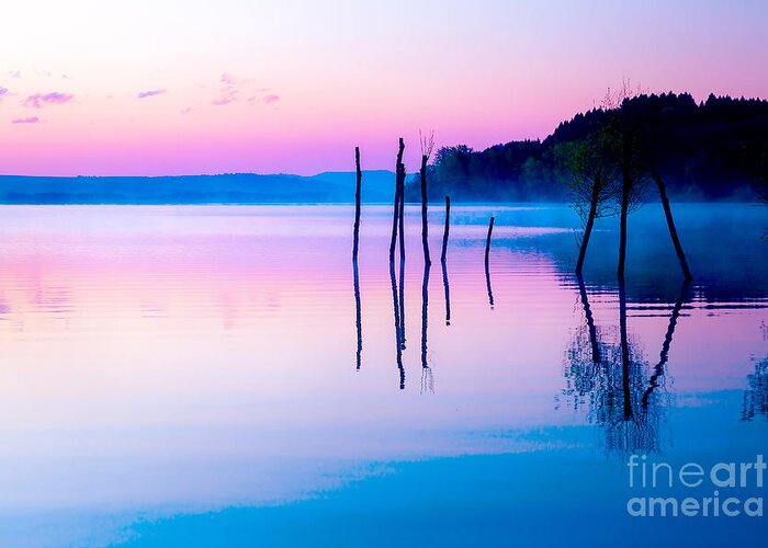 Magic Greeting Card featuring the photograph Beautiful Landscape With A Lake by Jozef Klopacka
