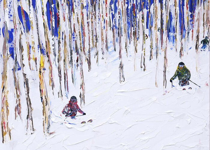 Vail Greeting Card featuring the painting Beaver Creek and Vail Ski Print by Pete Caswell