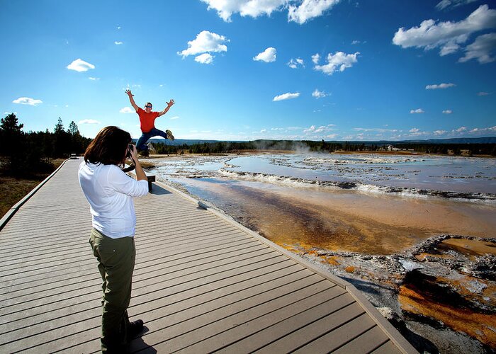 Scenics Greeting Card featuring the photograph Being Playful At Yellowstone National by Birdofprey