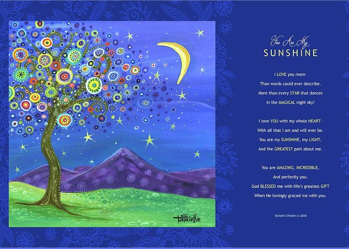 Tree Greeting Card featuring the digital art Believe in Your Dreams - Poetry by Tanielle Childers