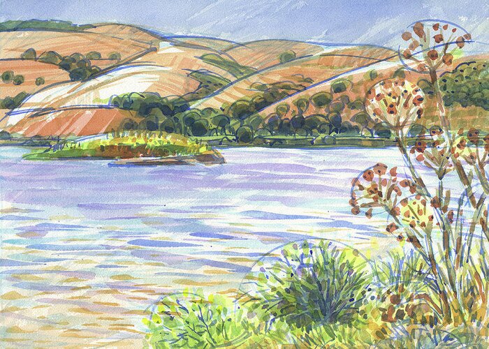 Benicia Greeting Card featuring the painting Benicia, Across the Strait by Judith Kunzle
