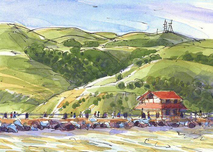 Benicia Greeting Card featuring the painting Benicia Point Pier by Judith Kunzle