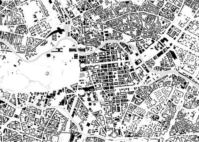 City Greeting Card featuring the digital art Berlin building map by Christian Pauschert