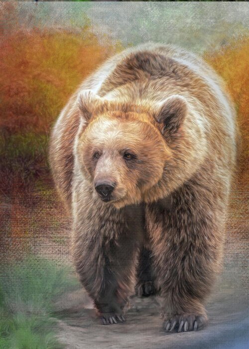 Grizzly Greeting Card featuring the painting Big Ben Jr. by Jeanette Mahoney