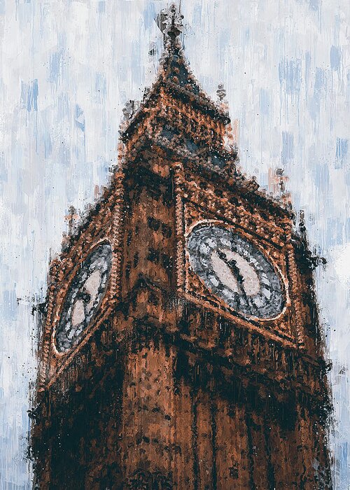 Big Ben Greeting Card featuring the painting Big Ben of London - 01 by AM FineArtPrints