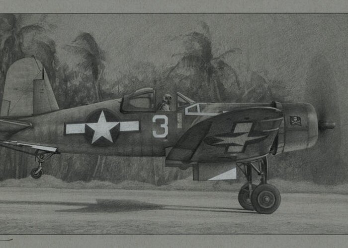 F4u Greeting Card featuring the drawing Big Jim by Wade Meyers