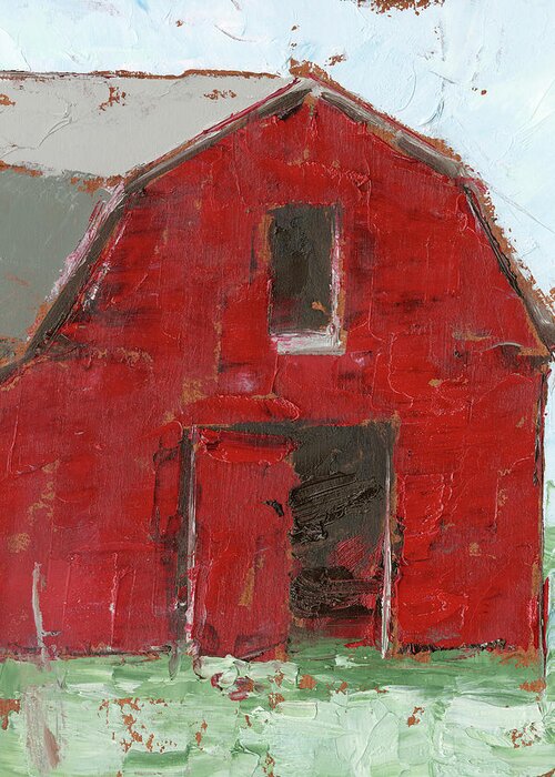 Abstract Greeting Card featuring the painting Big Red Barn I by Ethan Harper