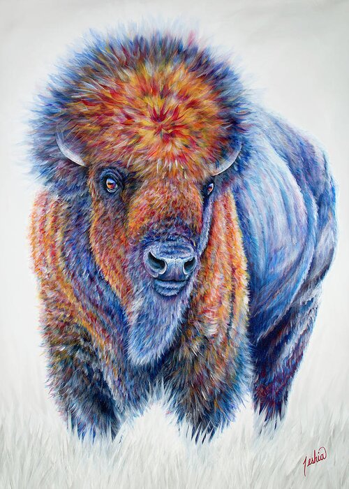 Bison Greeting Card featuring the painting Billy by Teshia Art