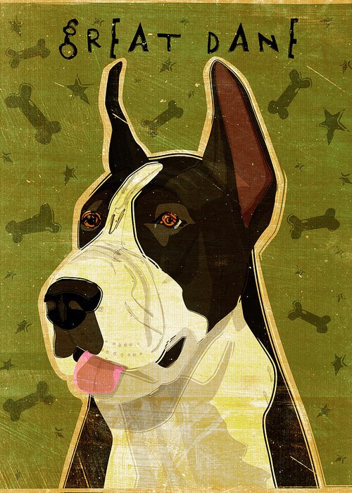Black And White Great Dane Greeting Card featuring the digital art Black Great Dane by John W. Golden
