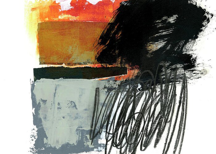 Abstract Art Greeting Card featuring the painting Black Scribble #2 by Jane Davies
