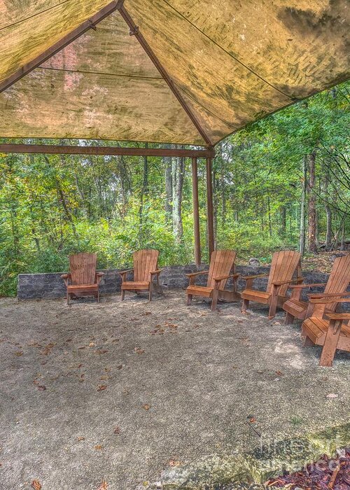 Canopy Greeting Card featuring the photograph Blacklick Woods - Chairs by Jeremy Lankford