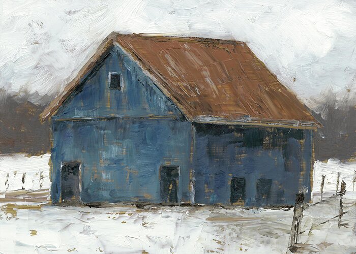  Greeting Card featuring the painting Blue Barn II by Ethan Harper