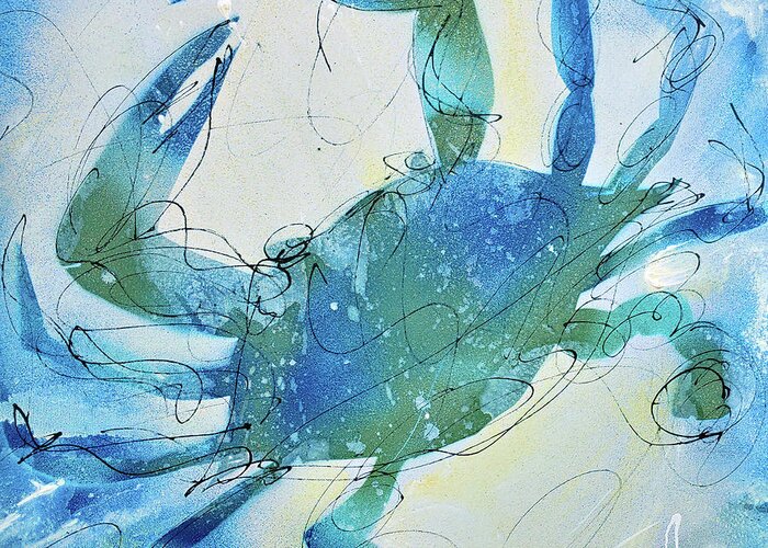 Blue Crab Greeting Card featuring the painting Blue Crab I by Ryan Hopkins