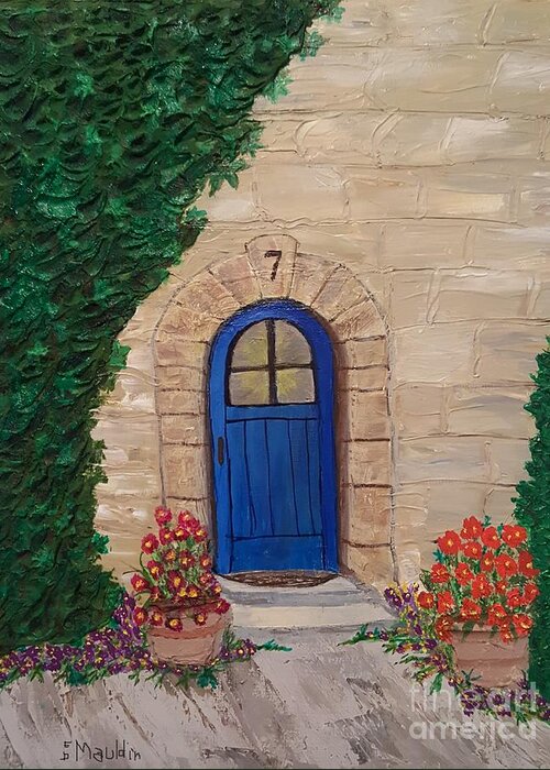 Doors Greeting Card featuring the painting Blue Door by Elizabeth Mauldin