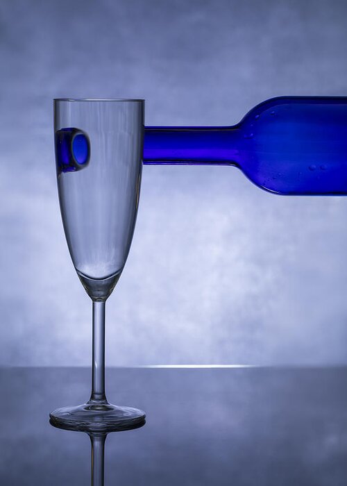 Blue Greeting Card featuring the photograph Blue Glass #3 by Azriel Yakubovitch