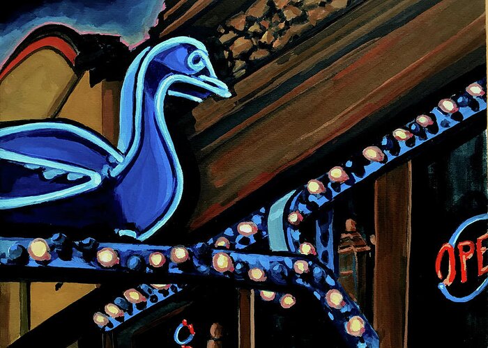Blue Goose Greeting Card featuring the painting Blue Goose by Les Herman
