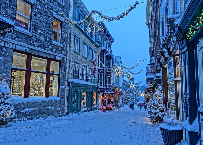 Quebec City Greeting Card featuring the photograph Blue Hour in Quebec City by Patricia Caron