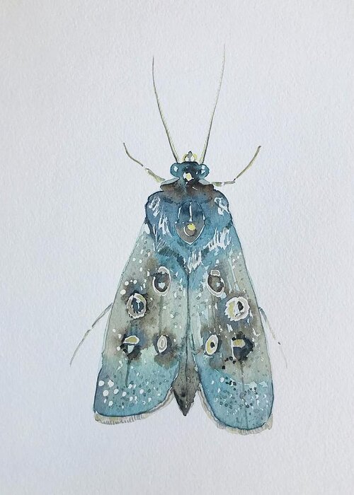 Blue Greeting Card featuring the painting Blue Moth by Luisa Millicent