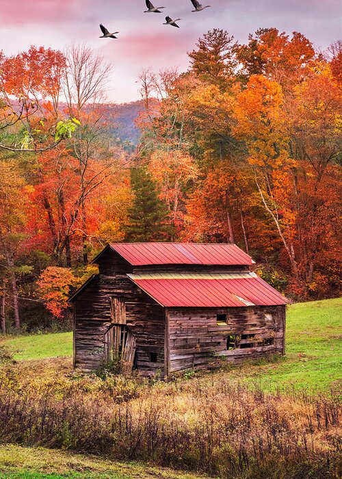 Appalachia Greeting Card featuring the photograph Blue Ridge Smoky Mountain Barn by Debra and Dave Vanderlaan