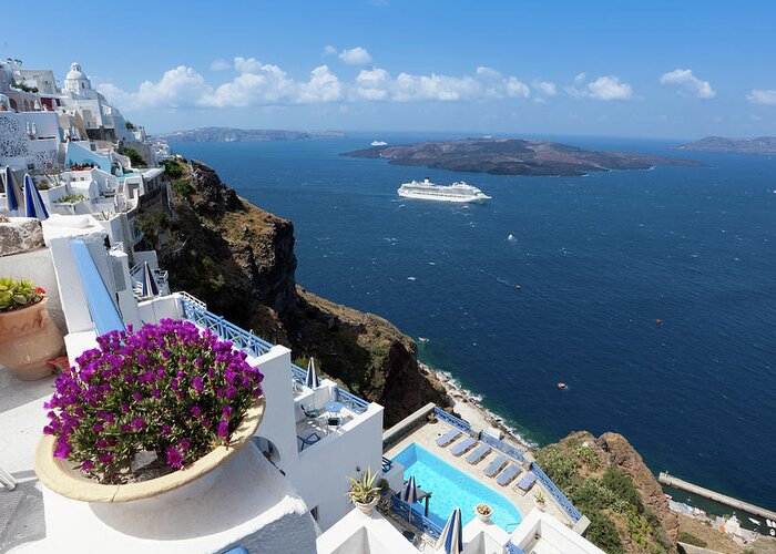 Scenics Greeting Card featuring the photograph Blue Santorini by Richmatts