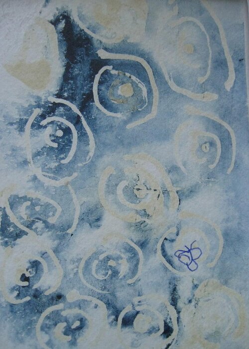 Blue Greeting Card featuring the drawing Blue Spirals by AJ Brown