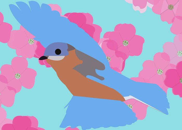 Bluebird Greeting Card featuring the digital art Bluebird by Caroline Elgin