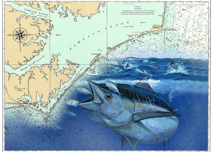 Bluefin Tuna Greeting Card featuring the painting Bluefin chart by Mark Ray