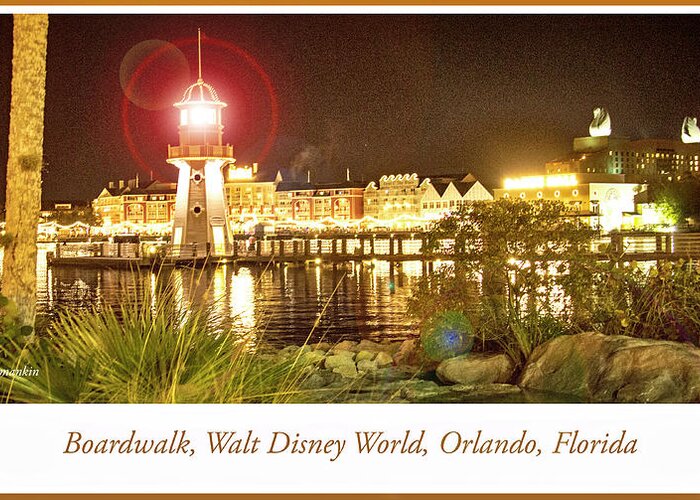 Boardwalk Greeting Card featuring the photograph Boardwalk at Night, Walt Disney World by A Macarthur Gurmankin