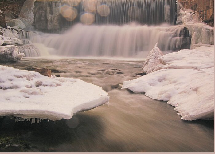 Snow Greeting Card featuring the photograph Bokeh Falls Progreston Falls by Brook Tyler Photography