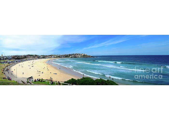 Panorama Greeting Card featuring the photograph Bondi Beach Panorama by Kaye Menner by Kaye Menner