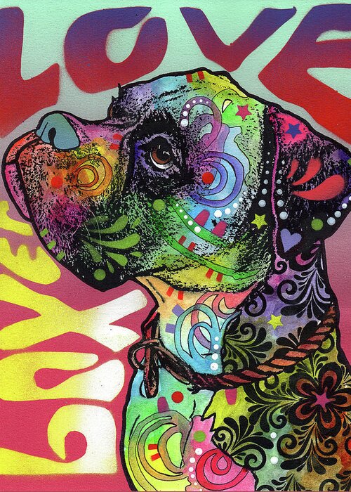 Boxer Luv Greeting Card featuring the mixed media Boxer Luv by Dean Russo