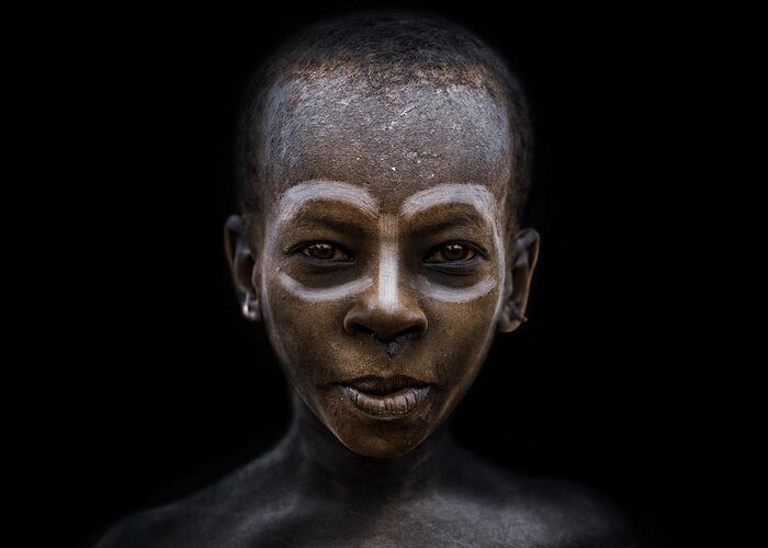 Ethiopia Greeting Card featuring the photograph Boy From Mursi Tribe Siyp,southern Ethiopia by Svetlin Yosifov