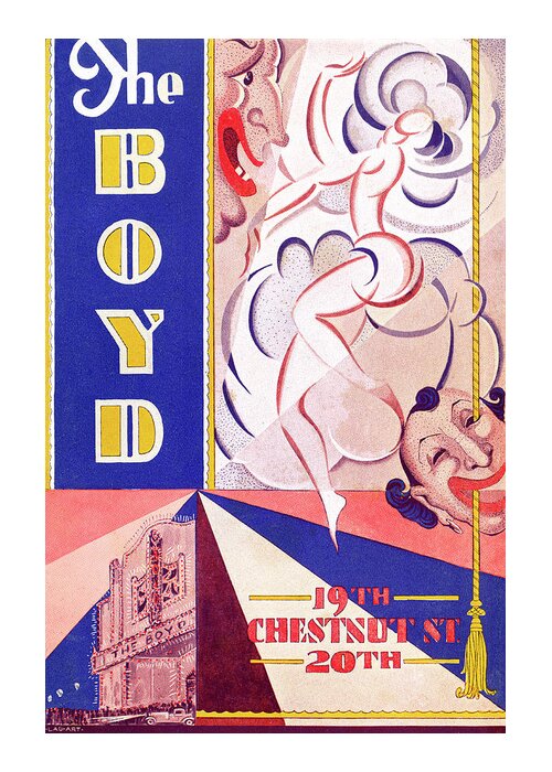 Boyd Theatre Greeting Card featuring the mixed media Boyd Theatre Playbill Cover by Lau Art