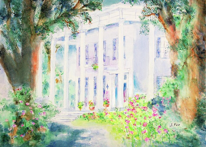 Antebellum Greeting Card featuring the painting Bragg-Mitchell Mansion by Jerry Fair