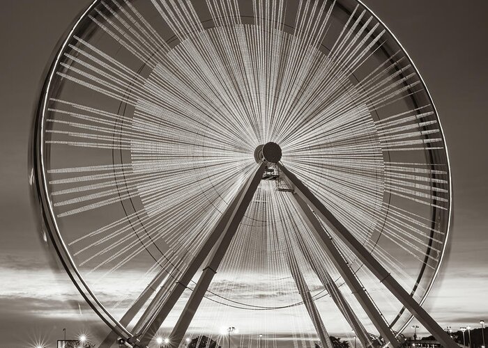 America Greeting Card featuring the photograph Branson Ferris Wheel in Sepia 1x1 by Gregory Ballos