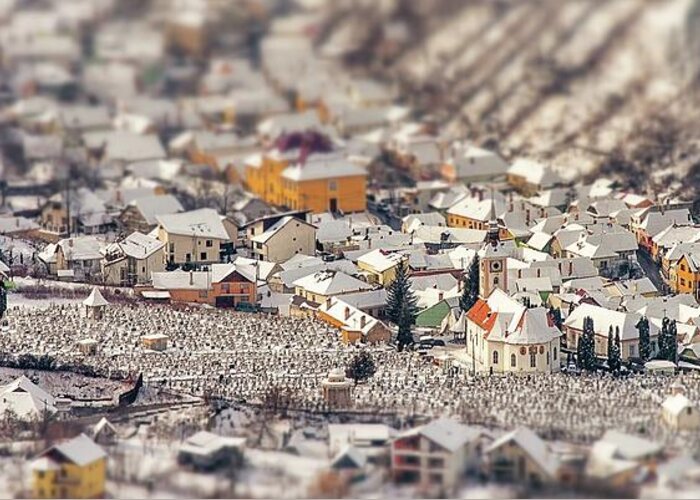 Tranquility Greeting Card featuring the photograph Brasov Tilt Shift by Matthew Bigwood