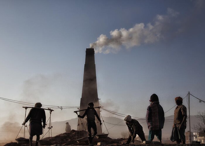 Nepal Greeting Card featuring the photograph Brick Factory (1): Keeping The Chimney Burning by Yvette Depaepe
