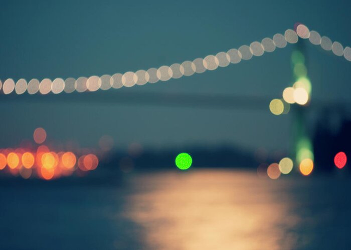 Tranquility Greeting Card featuring the photograph Bridge Bokeh by Arshia Mandegarian