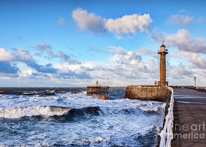 Whitby Greeting Card featuring the photograph Bright Winter Day at Whitby, North Yorkshire by Colin and Linda McKie