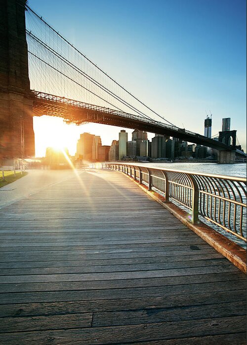 Scenics Greeting Card featuring the photograph Brooklyn Bridge by Cactusoup