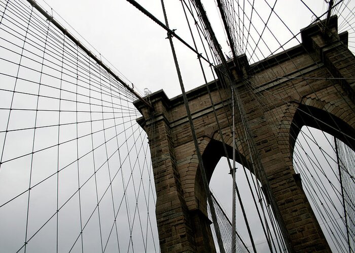 Suspension Bridge Greeting Card featuring the photograph Brooklyn Bridge by Penfold