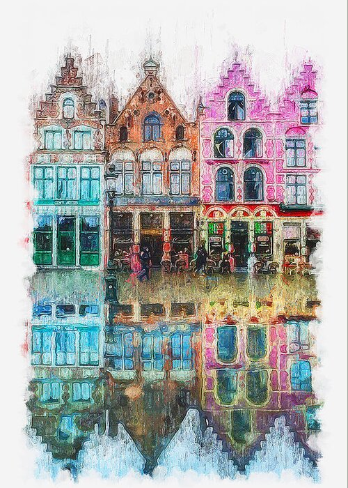 Belgium Greeting Card featuring the painting Bruges, Belgium - 01 by AM FineArtPrints