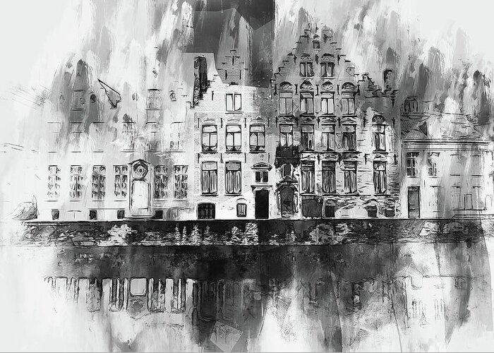 Belgium Greeting Card featuring the painting Bruges, Belgium - 08 by AM FineArtPrints