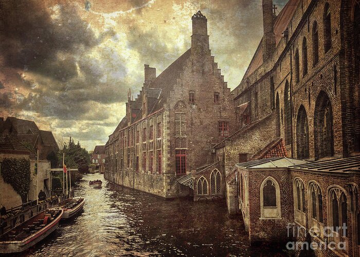 Photography Greeting Card featuring the photograph Bruges Canals Vintge by Jeanette French
