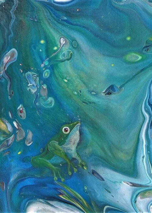 Blues Greeting Card featuring the painting Bubbler by Sandy Dusek