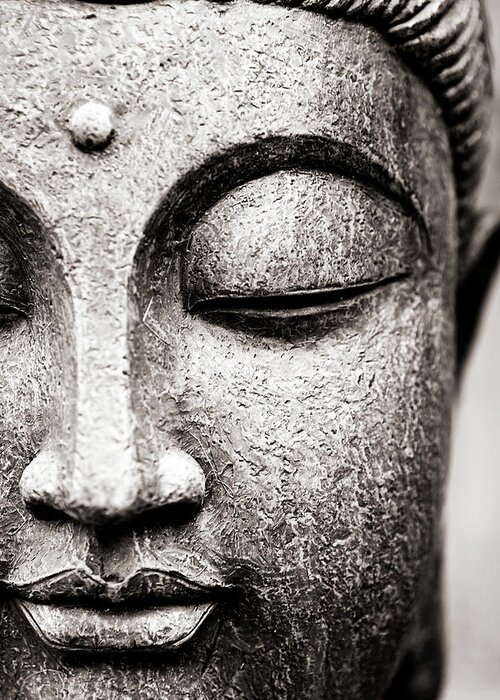 Statue Greeting Card featuring the photograph Buddha Face by Maodesign