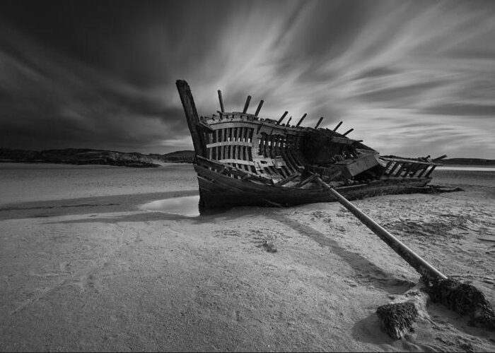 Abandoned Greeting Card featuring the photograph Bunbeg Shipwreck by Peter Krocka